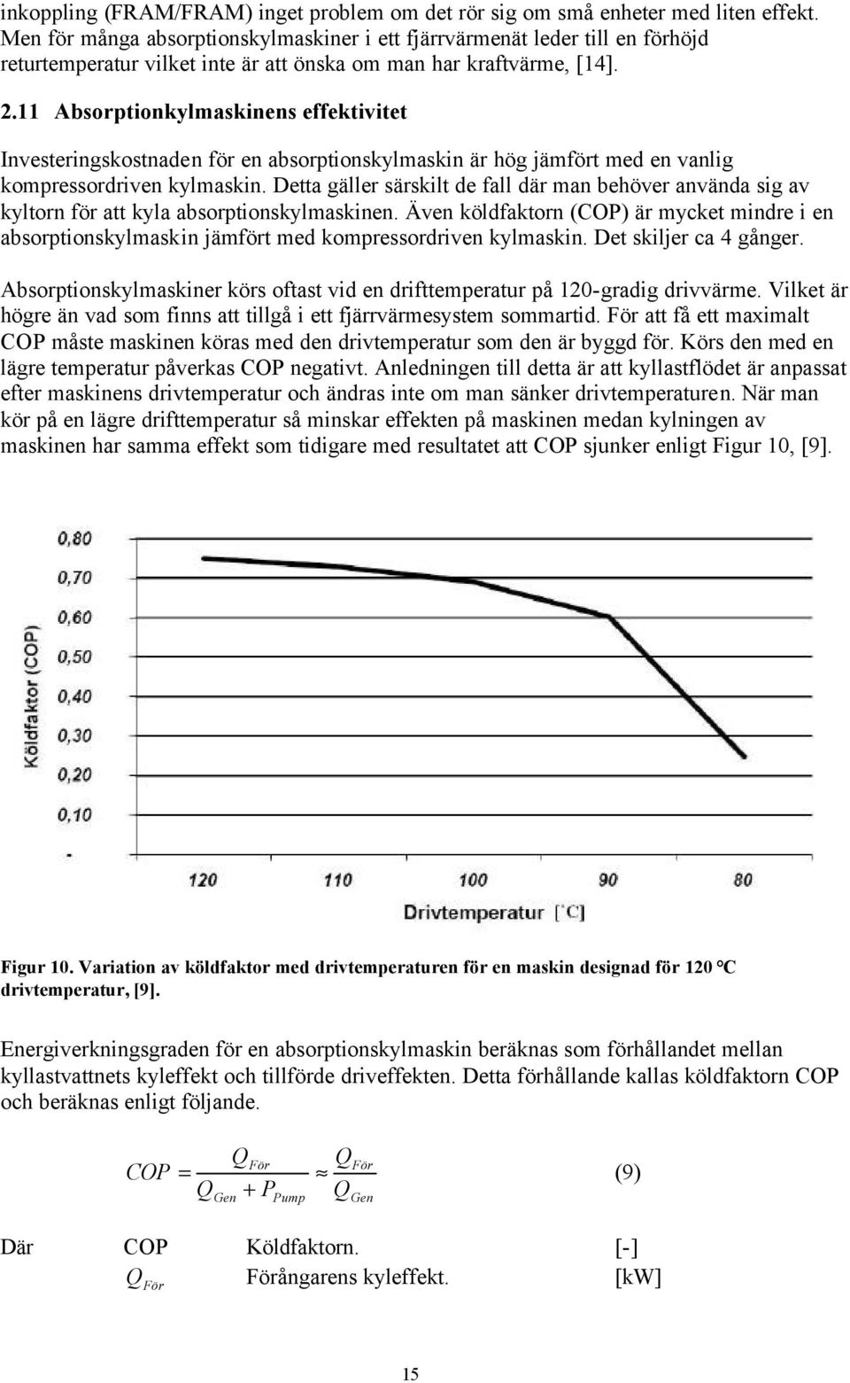 11 Absorptionkylmaskinens effektivitet Investeringskostnaden för en absorptionskylmaskin är hög jämfört med en vanlig kompressordriven kylmaskin.