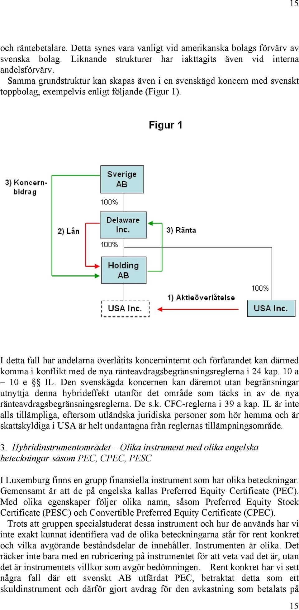 I detta fall har andelarna överlåtits koncerninternt och förfarandet kan därmed komma i konflikt med de nya ränteavdragsbegränsningsreglerna i 24 kap. 10 a 10 e IL.