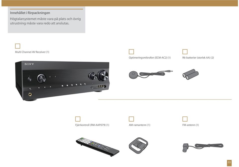 Multi Channel AV Receiver (1) Optimeringsmikrofon (ECM-AC2) (1)