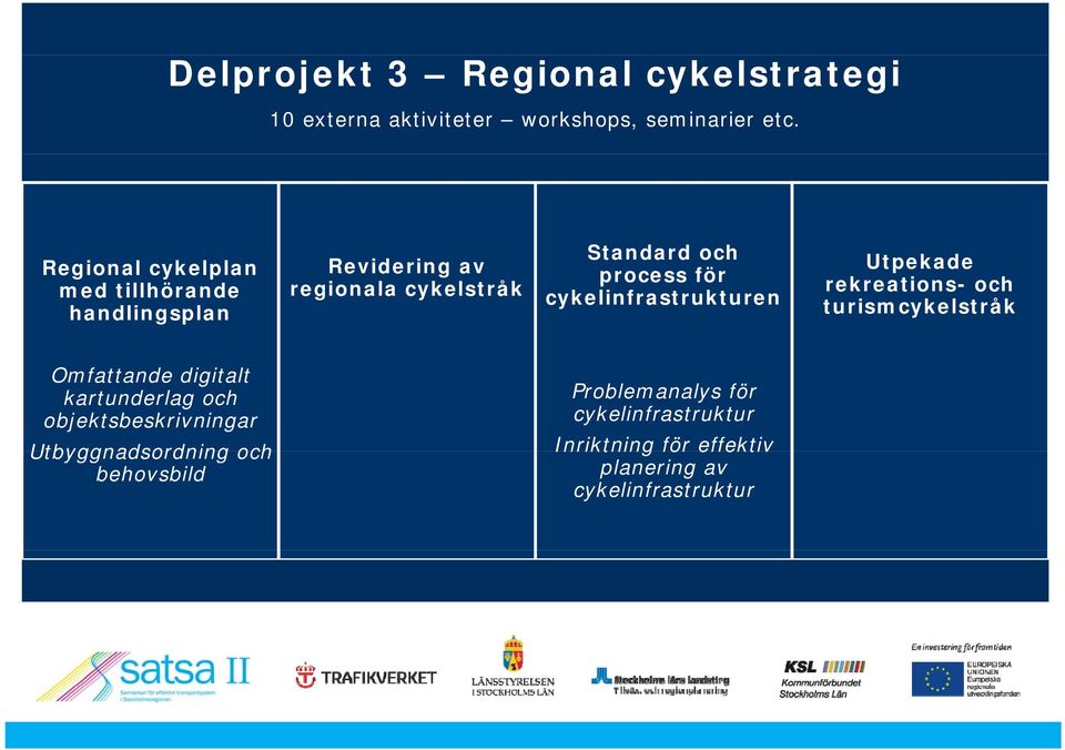 cykelinfrastrukturen Utpekade rekreations- och turismcykelstråk Omfattande digitalt kartunderlag och