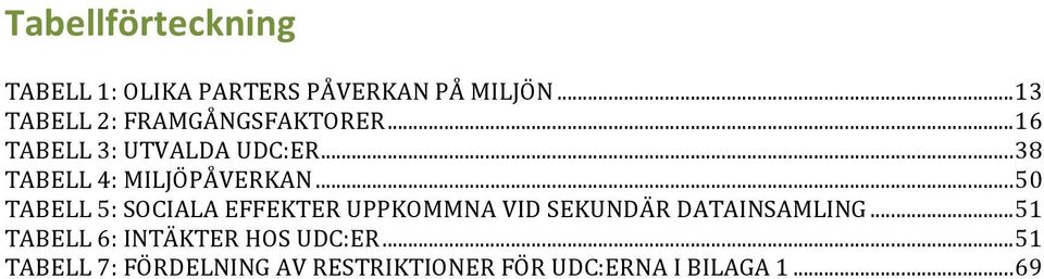 .. 38 TABELL 4: MILJÖPÅVERKAN.