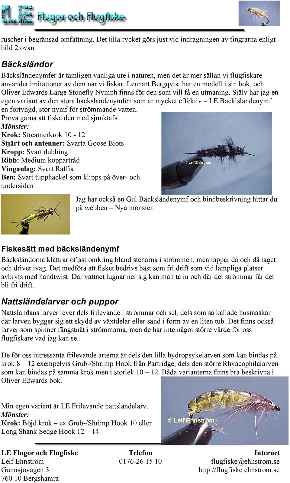 Lennart Bergqvist har en modell i sin bok, och Oliver Edwards Large Stonefly Nymph finns för den som vill få en utmaning.