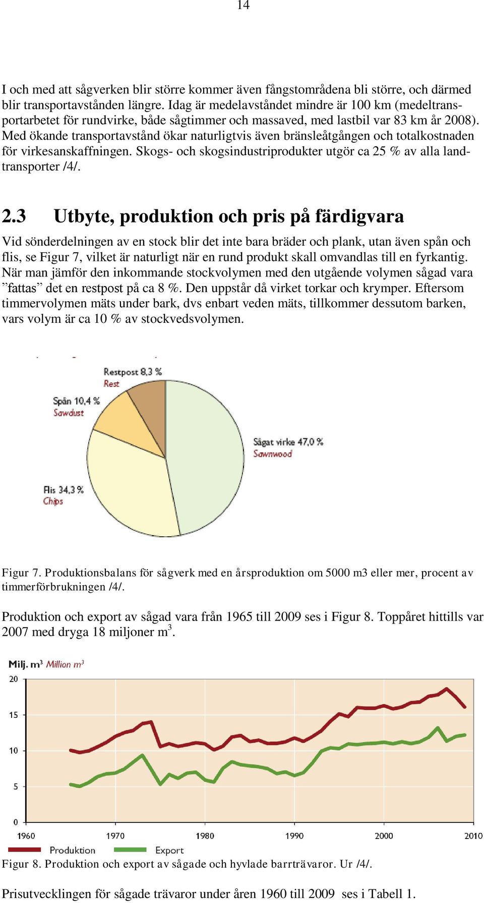 Med ökande transportavstånd ökar naturligtvis även bränsleåtgången och totalkostnaden för virkesanskaffningen. Skogs- och skogsindustriprodukter utgör ca 25