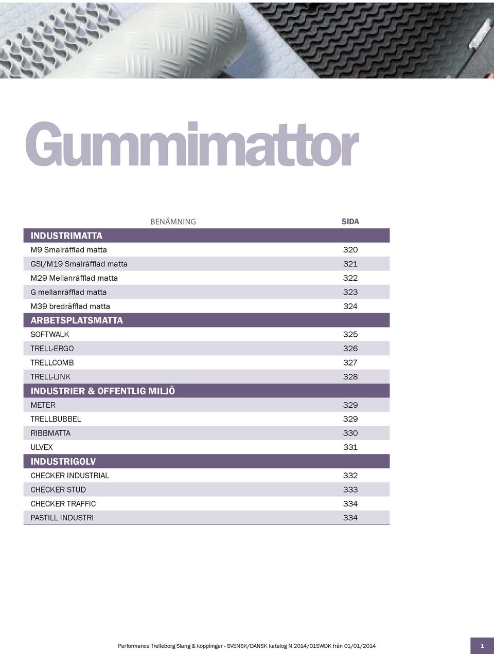 INDUSTRIER & OFFENTLIG MILJÖ METER 329 TRELLBUBBEL 329 RIBBMATTA 330 ULVEX 331 INDUSTRIGOLV CHECKER INDUSTRIAL 332 CHECKER