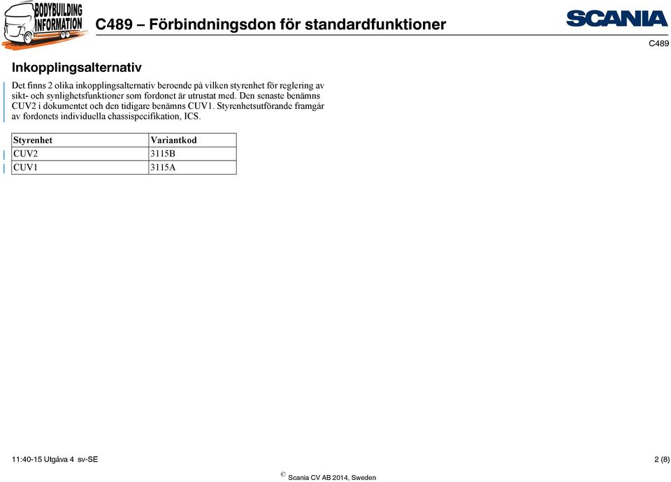 Den senaste benämns CUV2 i dokumentet och den tidigare benämns CUV1.