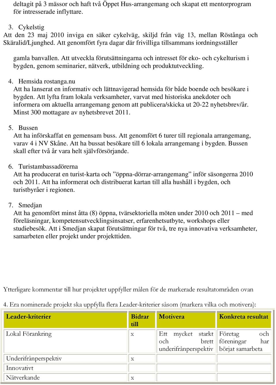 Att utveckla förutsättningarna och intresset för eko- och cykelturism i bygden, genom seminarier, nätverk, utbildning och produktutveckling. 4. Hemsida rostanga.