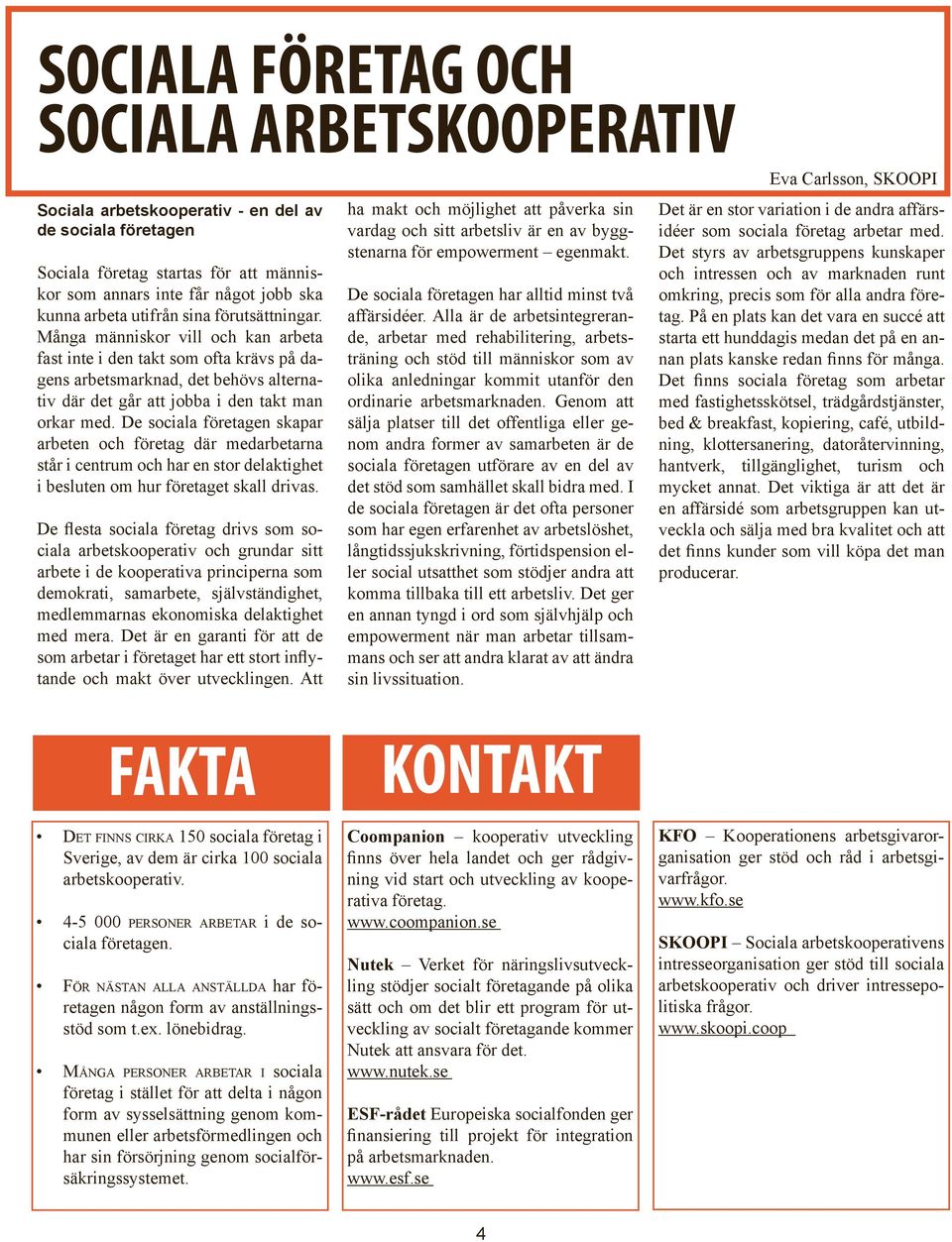 De sociala företagen skapar arbeten och företag där medarbetarna står i centrum och har en stor delaktighet i besluten om hur företaget skall drivas.
