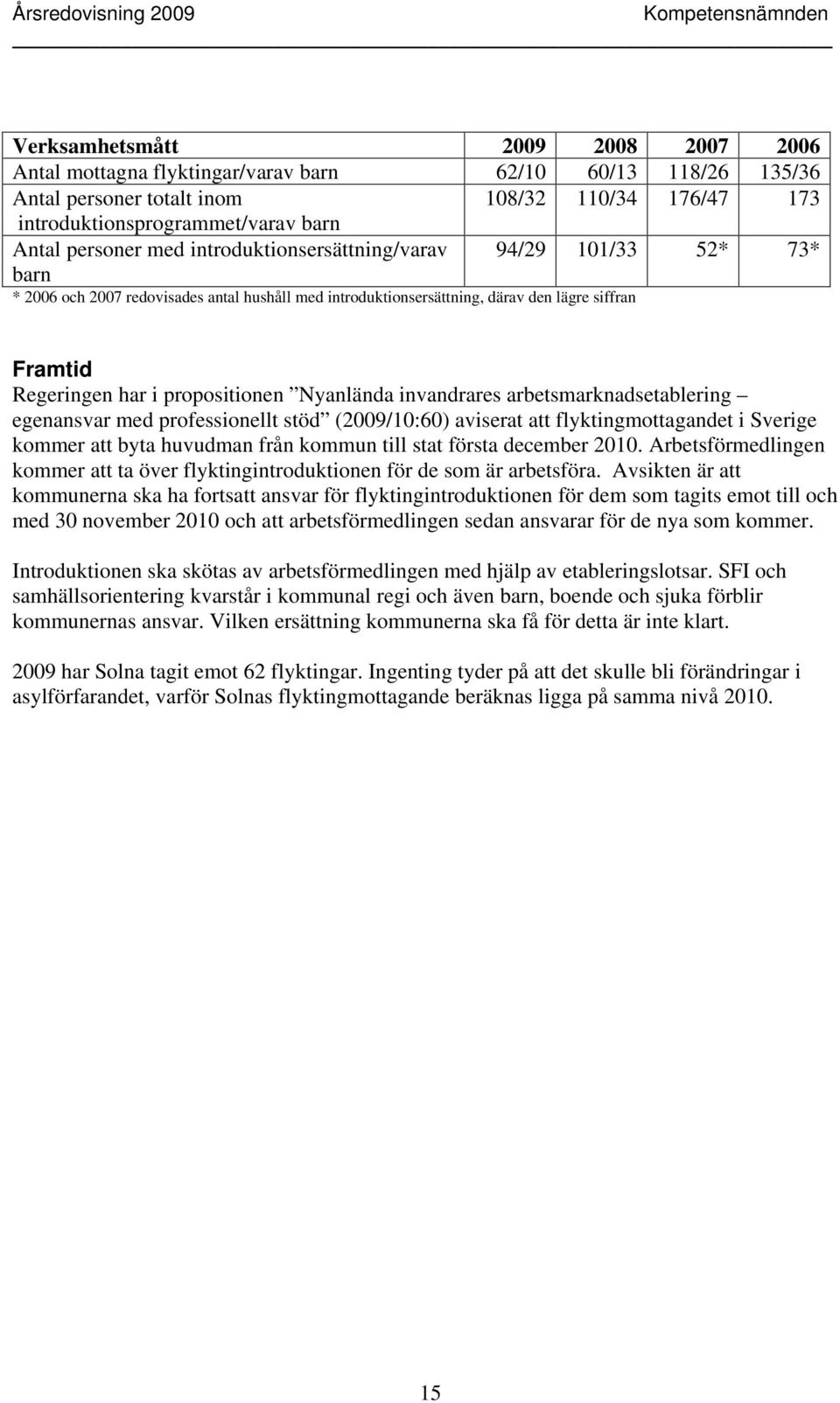 propositionen Nyanlända invandrares arbetsmarknadsetablering egenansvar med professionellt stöd (2009/10:60) aviserat att flyktingmottagandet i Sverige kommer att byta huvudman från kommun till stat