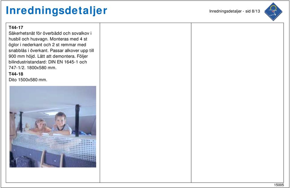 Monteras med 4 st öglor i nederkant och 2 st remmar med snabblås i överkant.