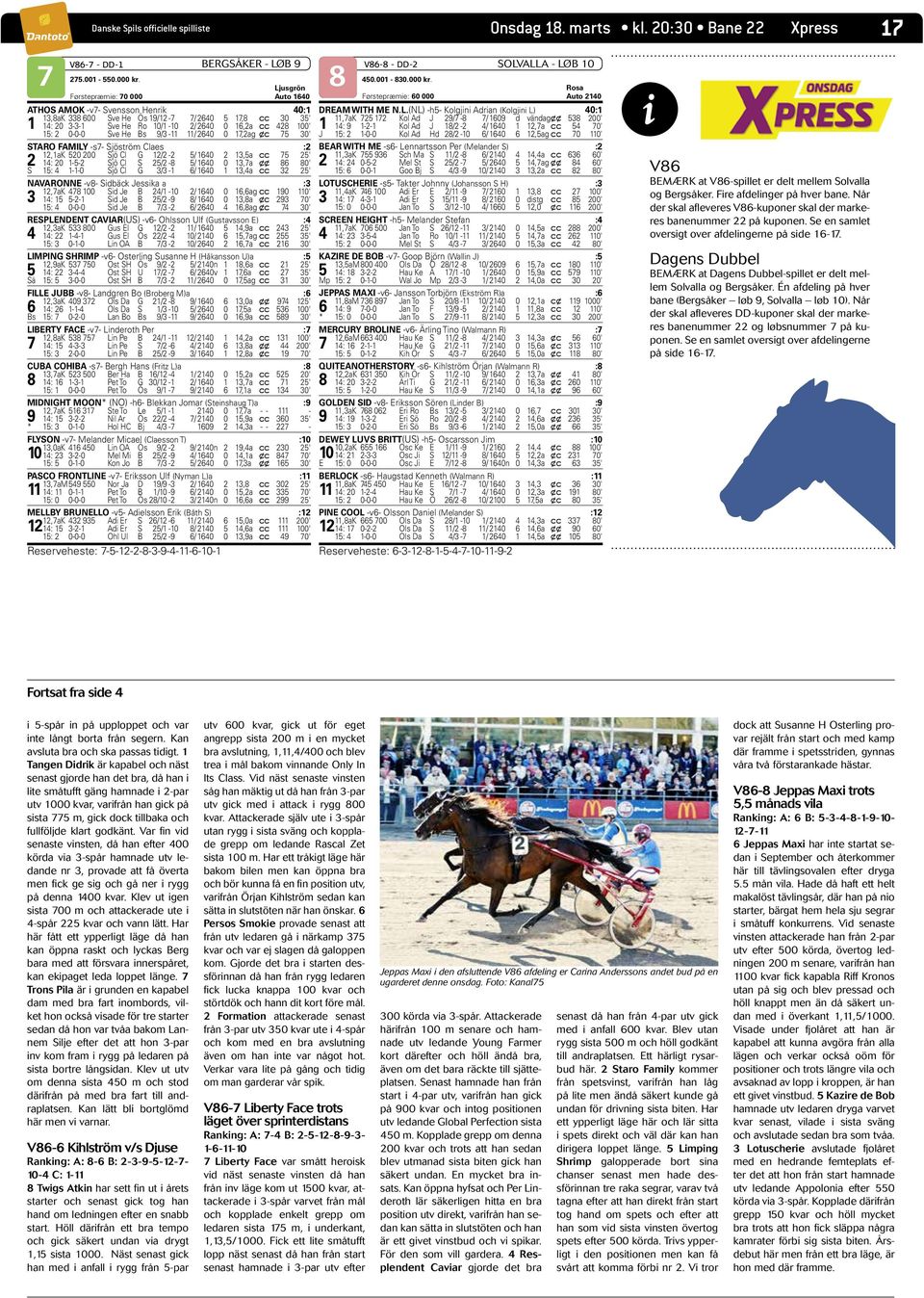 7 Ljusgrön 10 8 Førstepræmie: 70 000 Auto 160 ATHOS AMOK -v7- Svensson Henrik 0:1 13,8aK 338 600 Sve He Ös 19/12-7 7/ 260 17,8 c c 30 3' 1 1: 20 3-3-1 Sve He Ro 10/1-10 2/ 260 0 16,2a c c 28 100' 1: