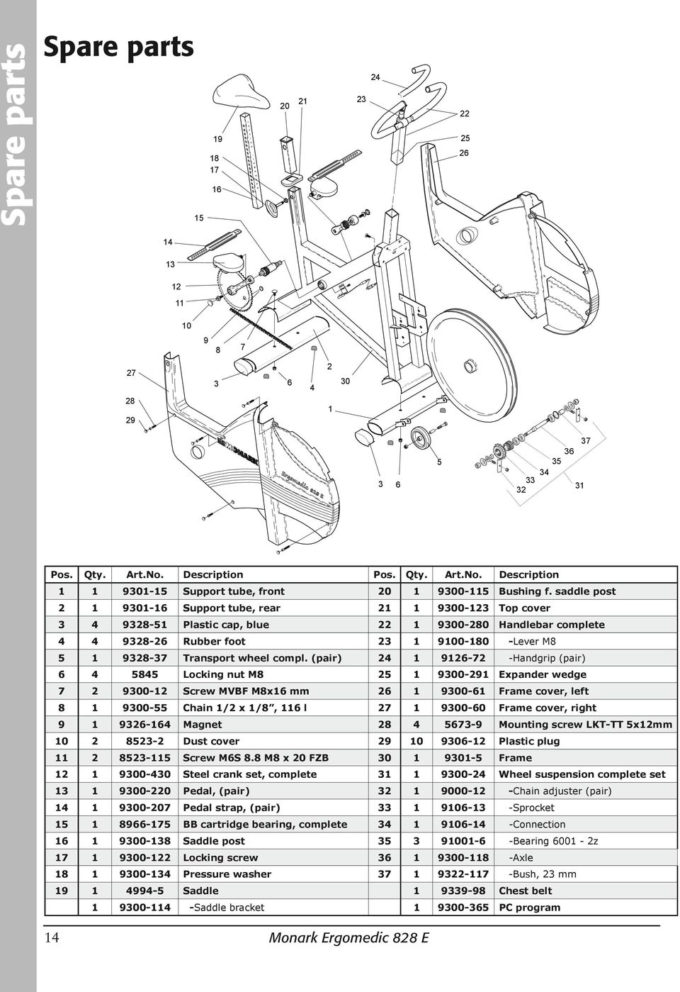 (pair) 24 926-72 -Handgrip (pair) 6 4 5845 Locking nut M8 25 9300-29 Expander wedge 7 2 9300-2 Screw MVBF M8x6 mm 26 9300-6 Frame cover, left 8 9300-55 Chain /2 x /8, 6 l 27 9300-60 Frame cover,