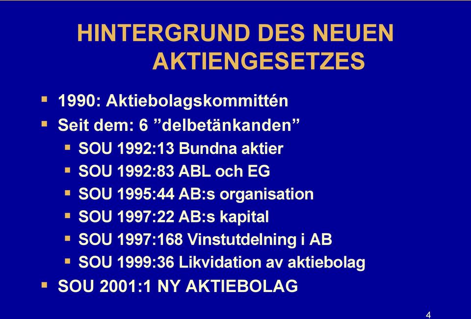 SOU 1995:44 AB:s organisation SOU 1997:22 AB:s kapital SOU 1997:168