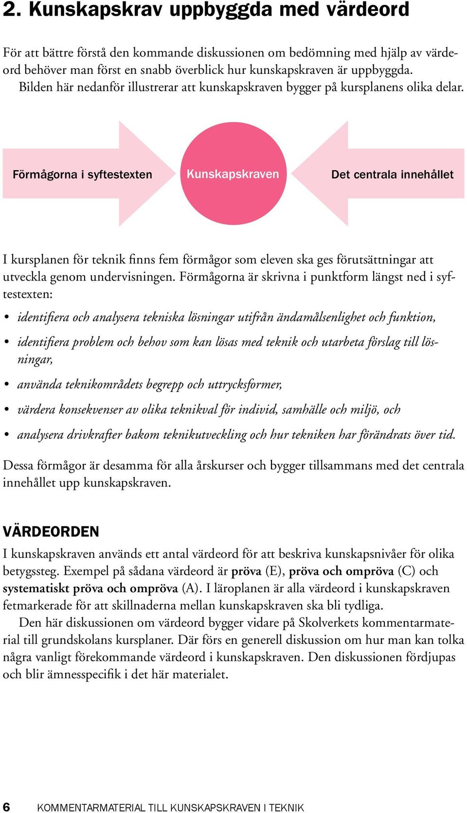 Förmågorna i syftestexten Kunskapskraven Det centrala innehållet I kursplanen för teknik finns fem förmågor som eleven ska ges förutsättningar att utveckla genom undervisningen.