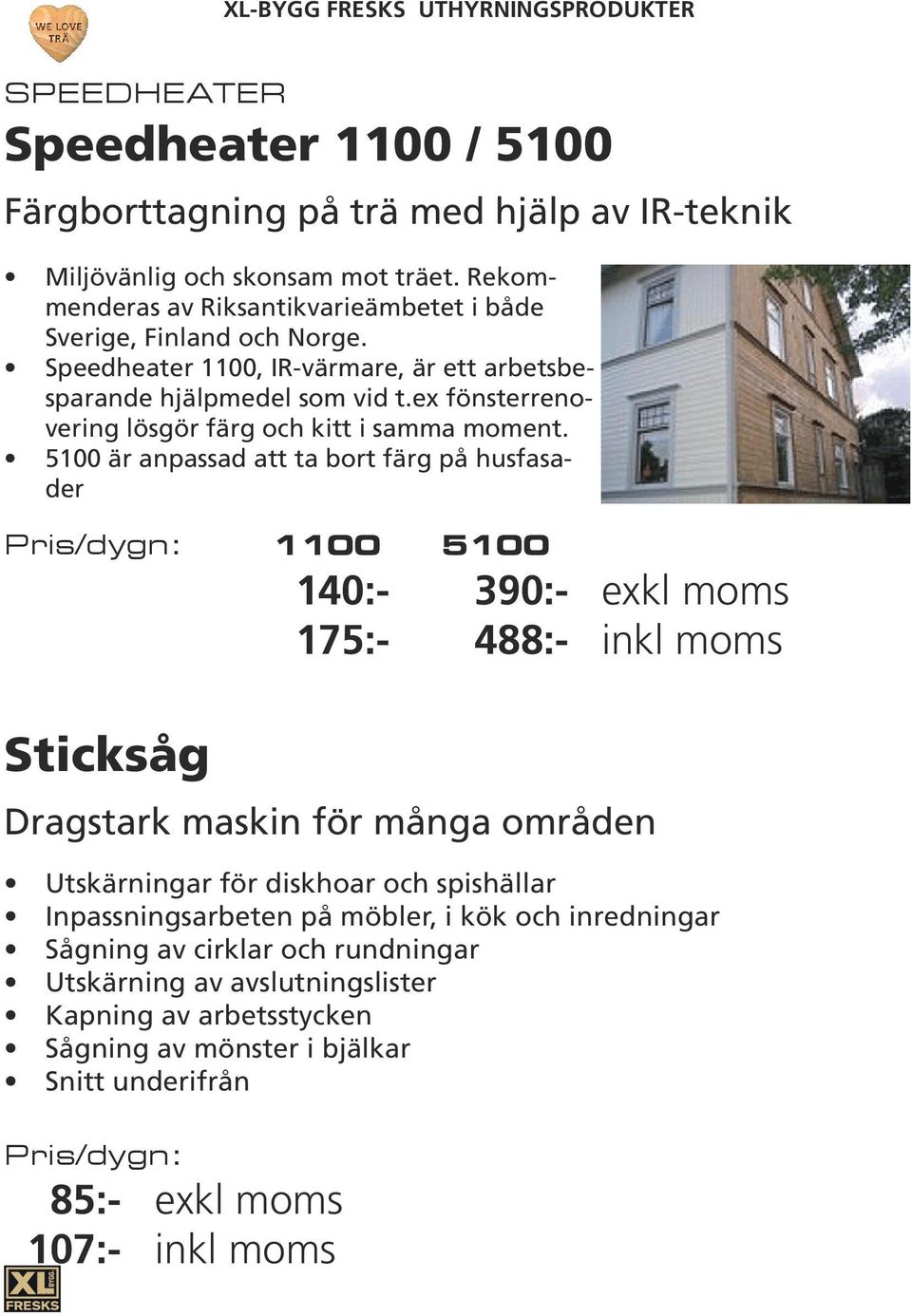 Sågning av mönster i bjälkar Snitt underifrån Miljövänlig och skonsam mot träet. Rekommenderas av Riksantikvarieämbetet i både Sverige, Finland och Norge.