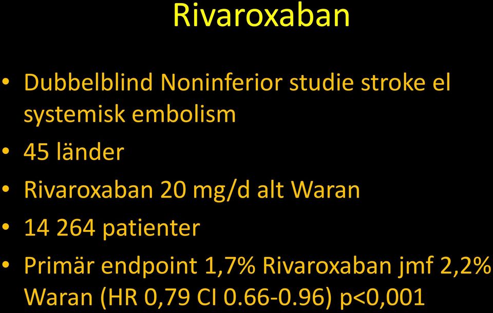 alt Waran 14 264 patienter Primär endpoint 1,7%