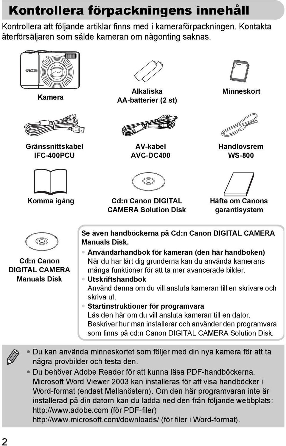 Cd:n Canon DIGITAL CAMERA Manuals Disk Se även handböckerna på Cd:n Canon DIGITAL CAMERA Manuals Disk.