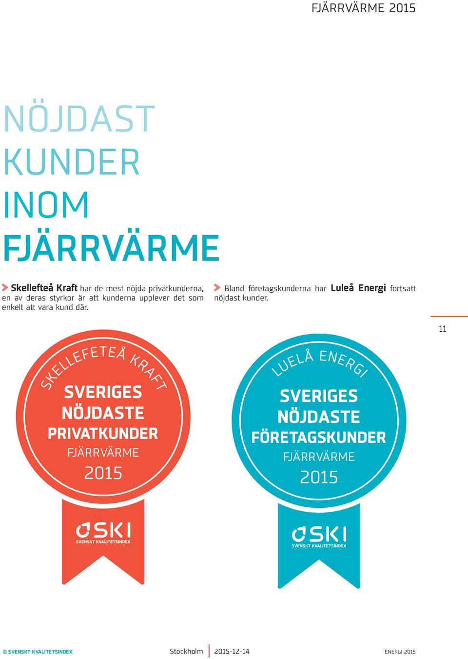 kund där. Bland företagskunderna har Luleå Energi fortsatt nöjdast kunder.