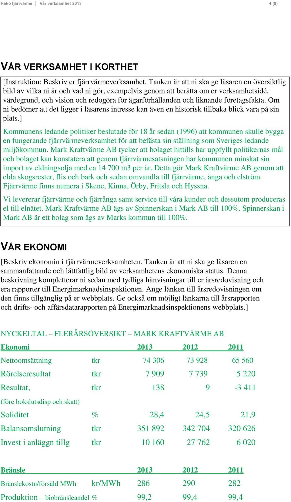 liknande företagsfakta. Om ni bedömer att det ligger i läsarens intresse kan även en historisk tillbaka blick vara på sin plats.