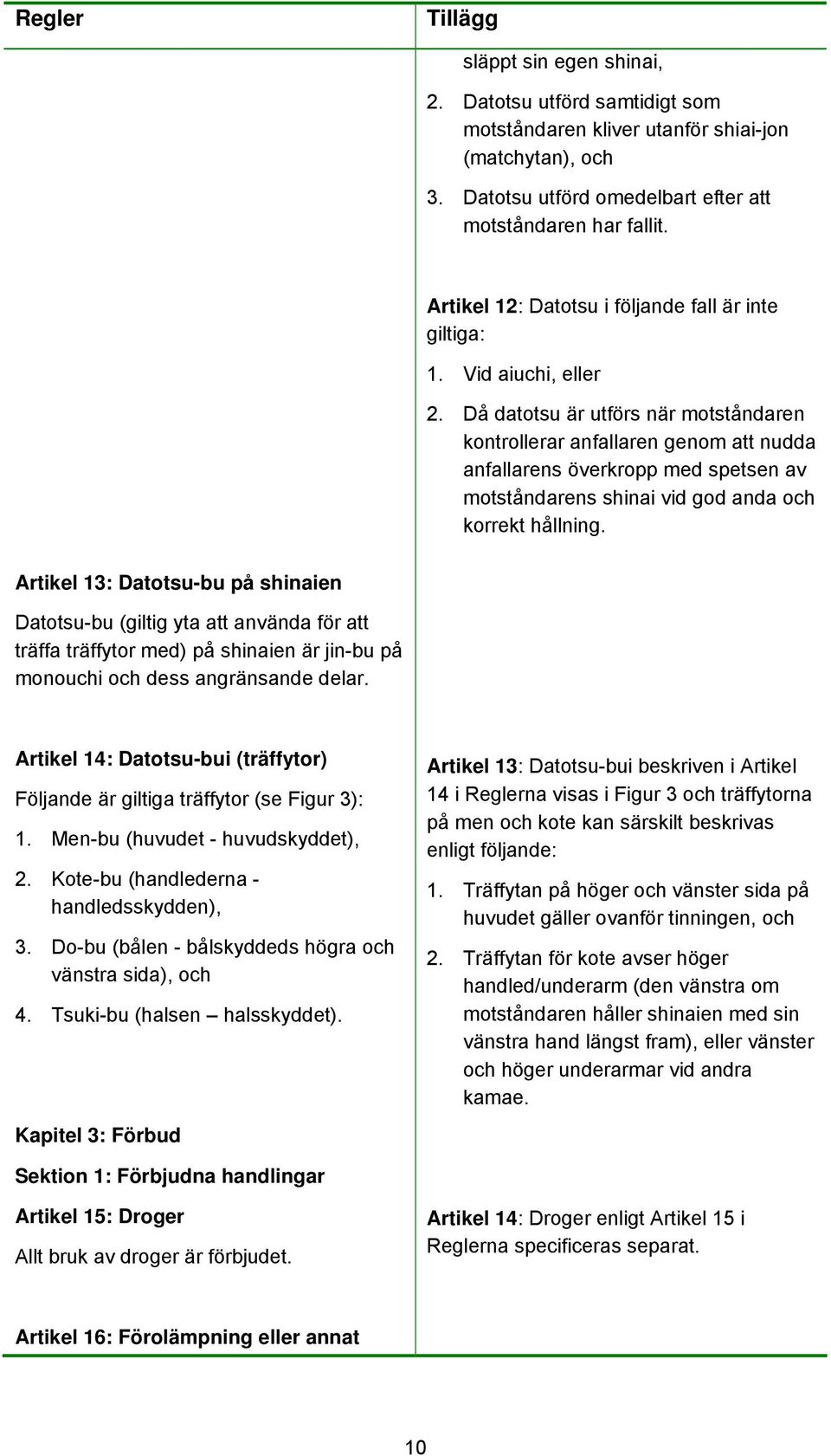 Då datotsu är utförs när motståndaren kontrollerar anfallaren genom att nudda anfallarens överkropp med spetsen av motståndarens shinai vid god anda och korrekt hållning.