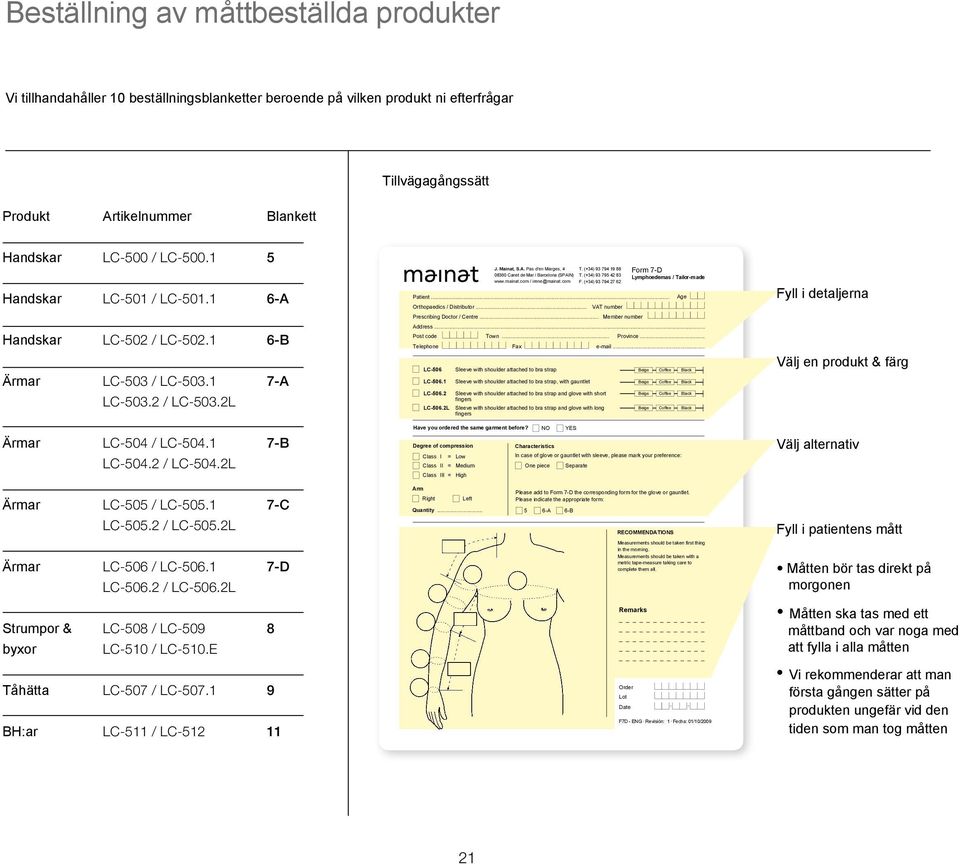 (+34) 93 794 27 62 Form 7-D Lymphoedemas / Tailor-made Patient... Orthopaedics / Distributor... VAT number Age Fyll i detaljerna Prescribing Doctor / Centre.