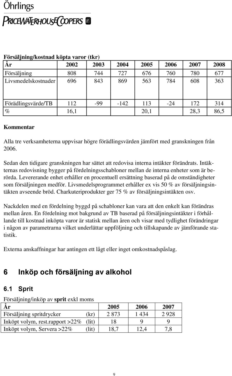 Sedan den tidigare granskningen har sättet att redovisa interna intäkter förändrats. Intäkternas redovisning bygger på fördelningsschabloner mellan de interna enheter som är berörda.