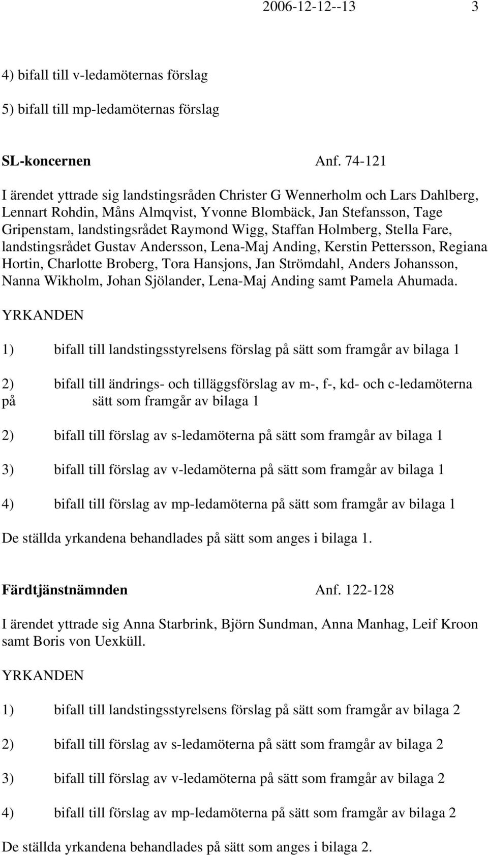 Staffan Holmberg, Stella Fare, landstingsrådet Gustav Andersson, Lena-Maj Anding, Kerstin Pettersson, Regiana Hortin, Charlotte Broberg, Tora Hansjons, Jan Strömdahl, Anders Johansson, Nanna Wikholm,
