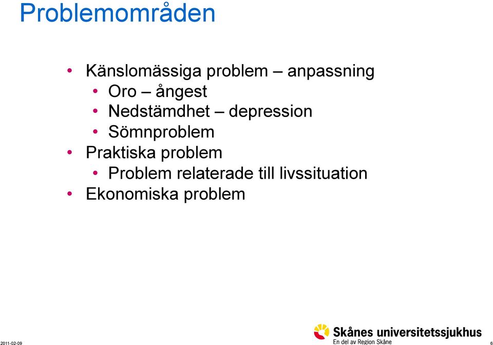 depression Sömnproblem Praktiska problem