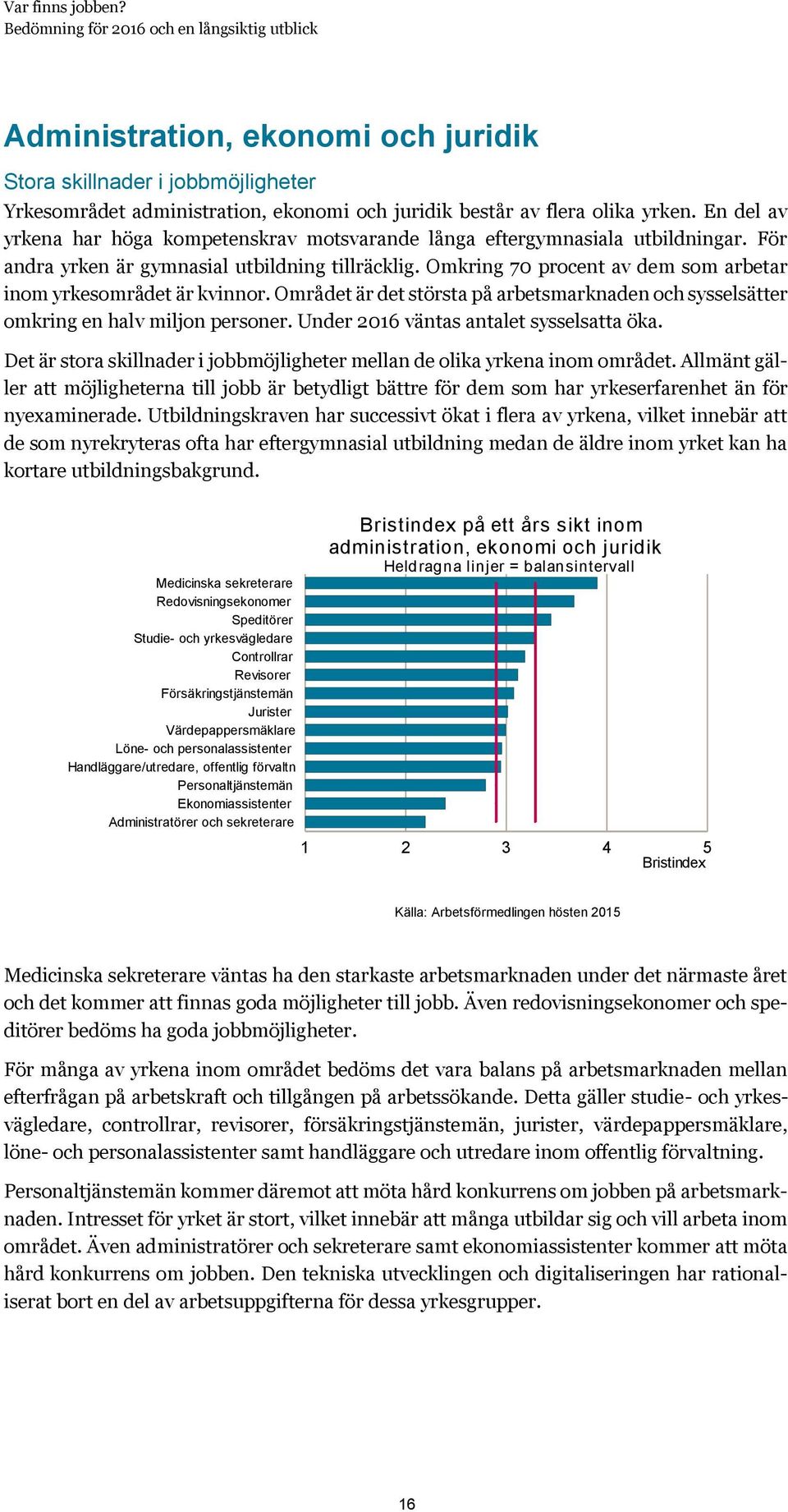 Omkring 70 procent av dem som arbetar inom yrkesområdet är kvinnor. Området är det största på arbetsmarknaden och sysselsätter omkring en halv miljon personer.