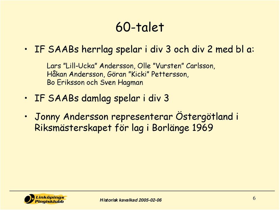 Eriksson och Sven Hagman IF SAABs damlag spelar i div 3 Jonny Andersson