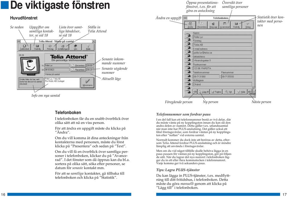 uppgift Statistik över kontakter med personen Senaste inkommande nummer Senaste utgående nummer Aktuellt läge Info om nya samtal Föregående person Ny person Nästa person Telefonboken I telefonboken