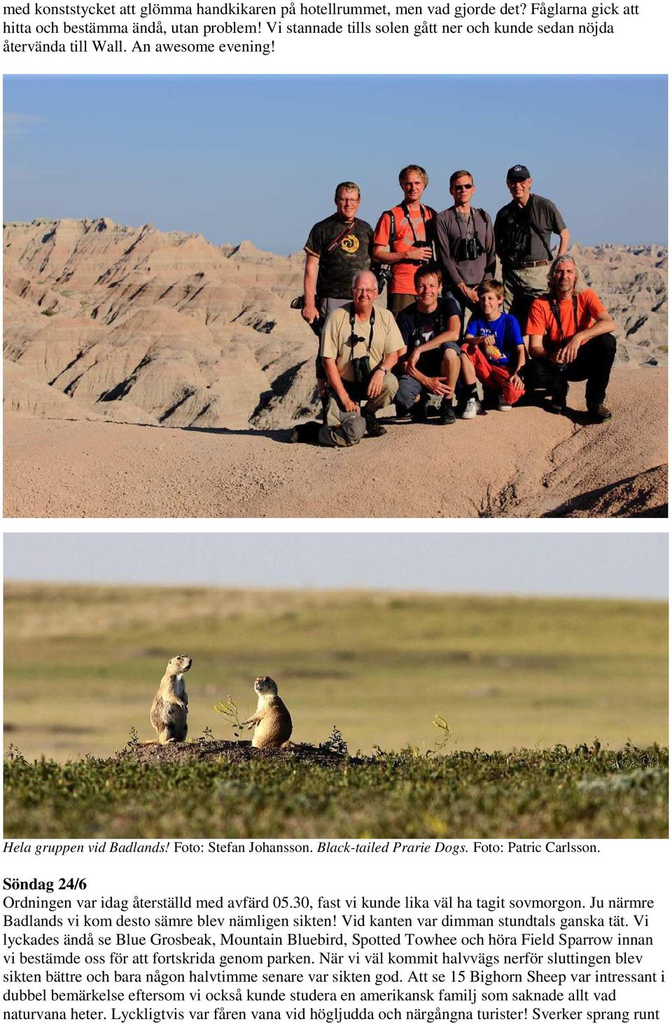 Söndag 24/6 Ordningen var idag återställd med avfärd 05.30, fast vi kunde lika väl ha tagit sovmorgon. Ju närmre Badlands vi kom desto sämre blev nämligen sikten!