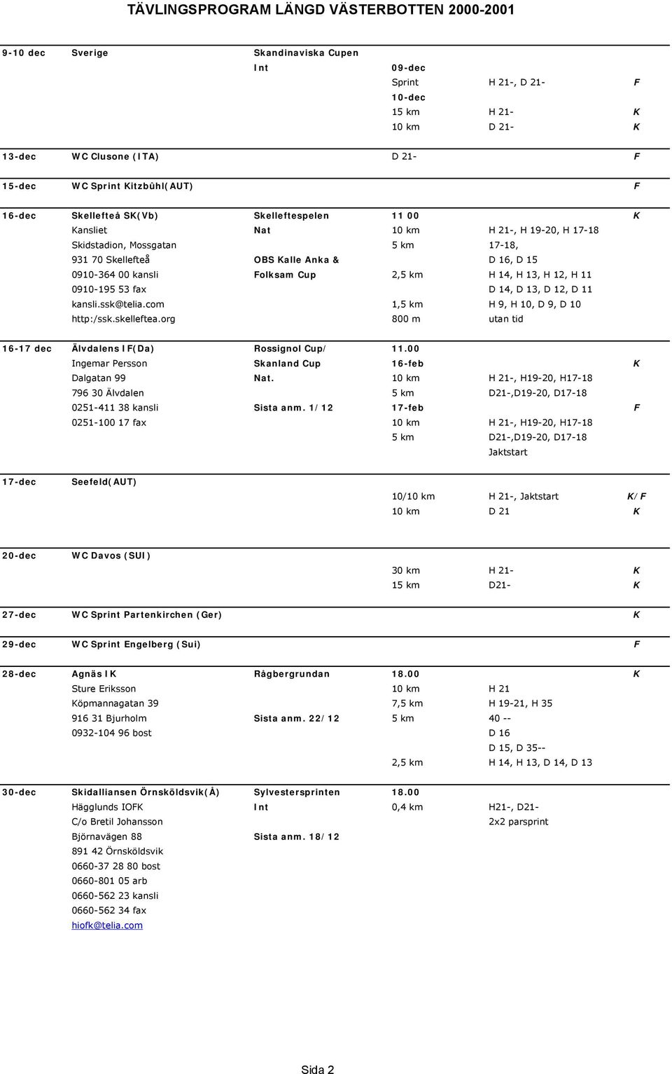 12, H 11 0910-195 53 fax D 14, D 13, D 12, D 11 kansli.ssk@telia.com 1,5 km H 9, H 10, D 9, D 10 http:/ssk.skelleftea.org 800 m utan tid 16-17 dec Älvdalens IF(Da) Rossignol Cup/ 11.