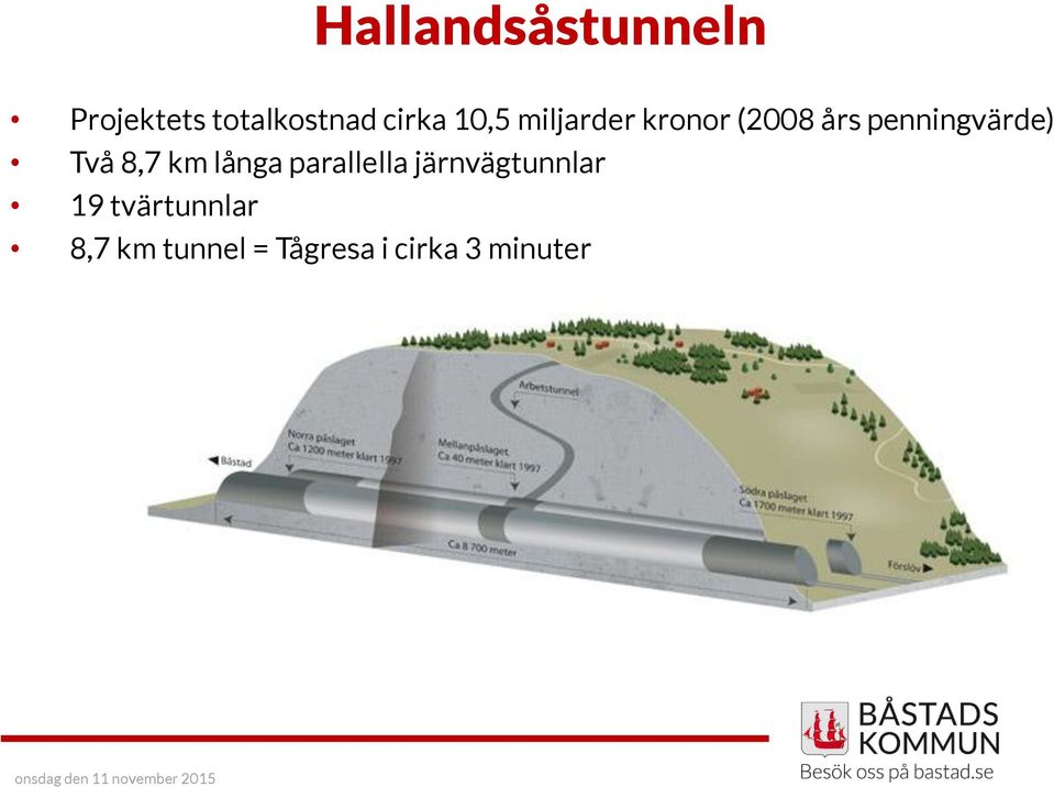 Två 8,7 km långa parallella järnvägtunnlar 19