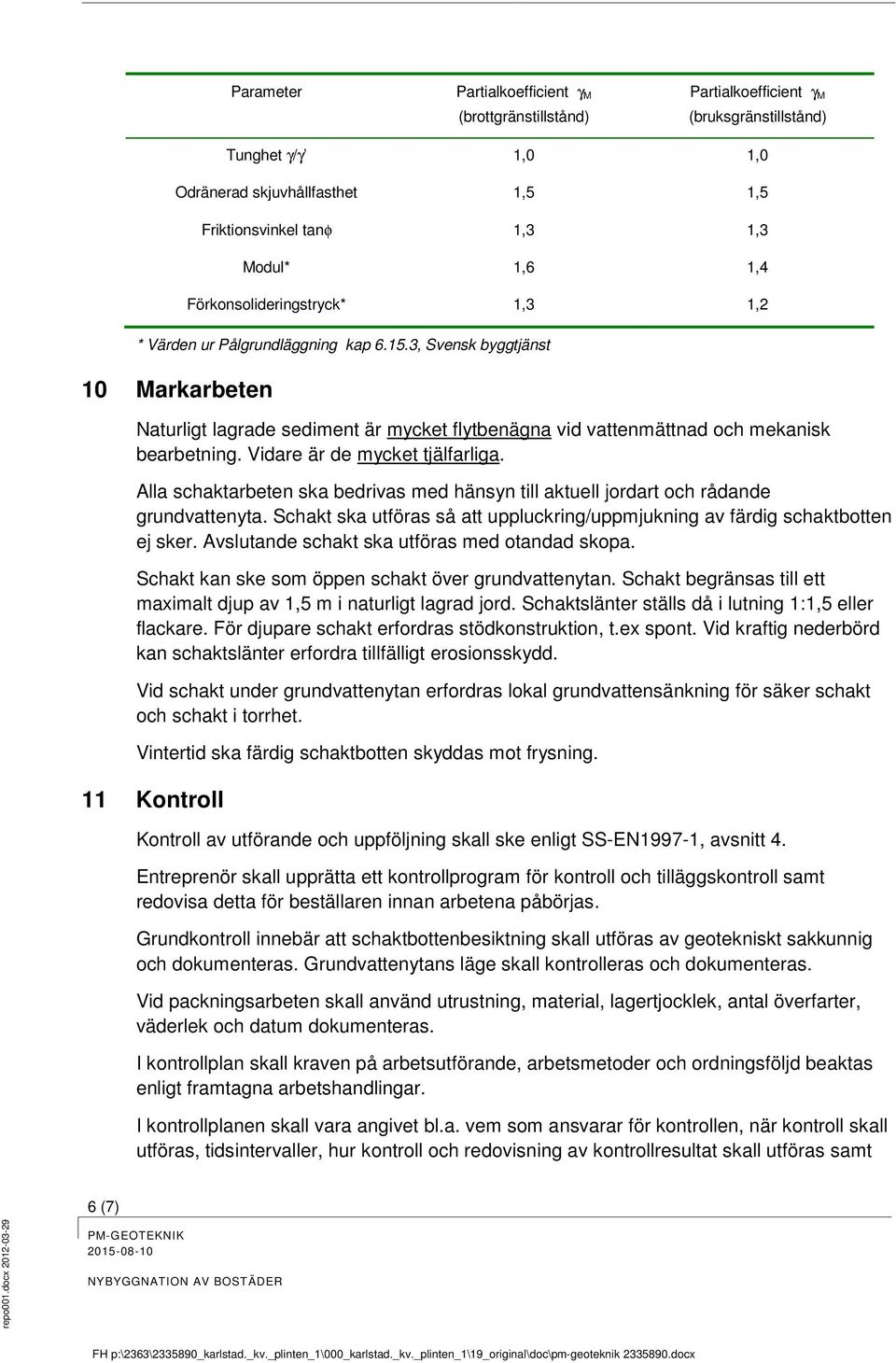 Vidare är de mycket tjälfarliga. Alla schaktarbeten ska bedrivas med hänsyn till aktuell jordart och rådande grundvattenyta.