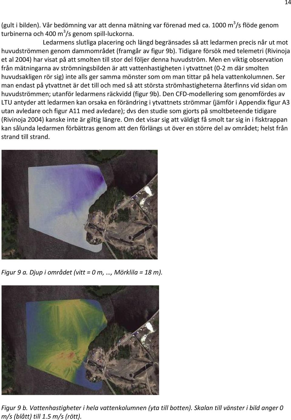 Tidigare försök med telemetri (Rivinoja et al 2004) har visat på att smolten till stor del följer denna huvudström.