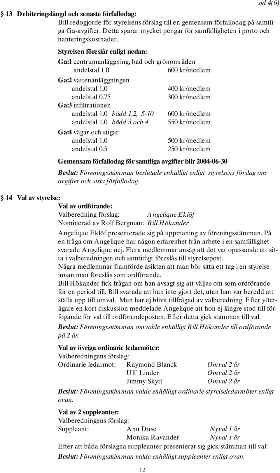0 600 kr/medlem Ga:2 vattenanläggningen andelstal 1.0 400 kr/medlem andelstal 0.75 300 kr/medlem Ga:3 infiltrationen andelstal 1.0 bädd 1,2, 5-10 600 kr/medlem andelstal 1.