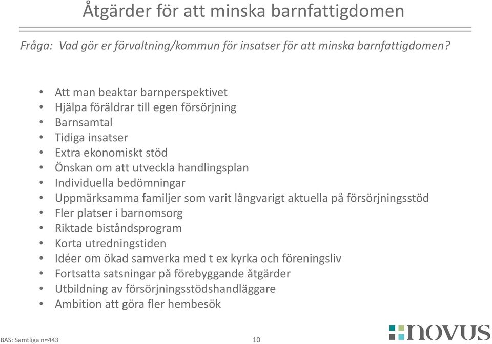 handlingsplan Individuella bedömningar Uppmärksamma familjer som varit långvarigt aktuella på försörjningsstöd Fler platser i barnomsorg Riktade