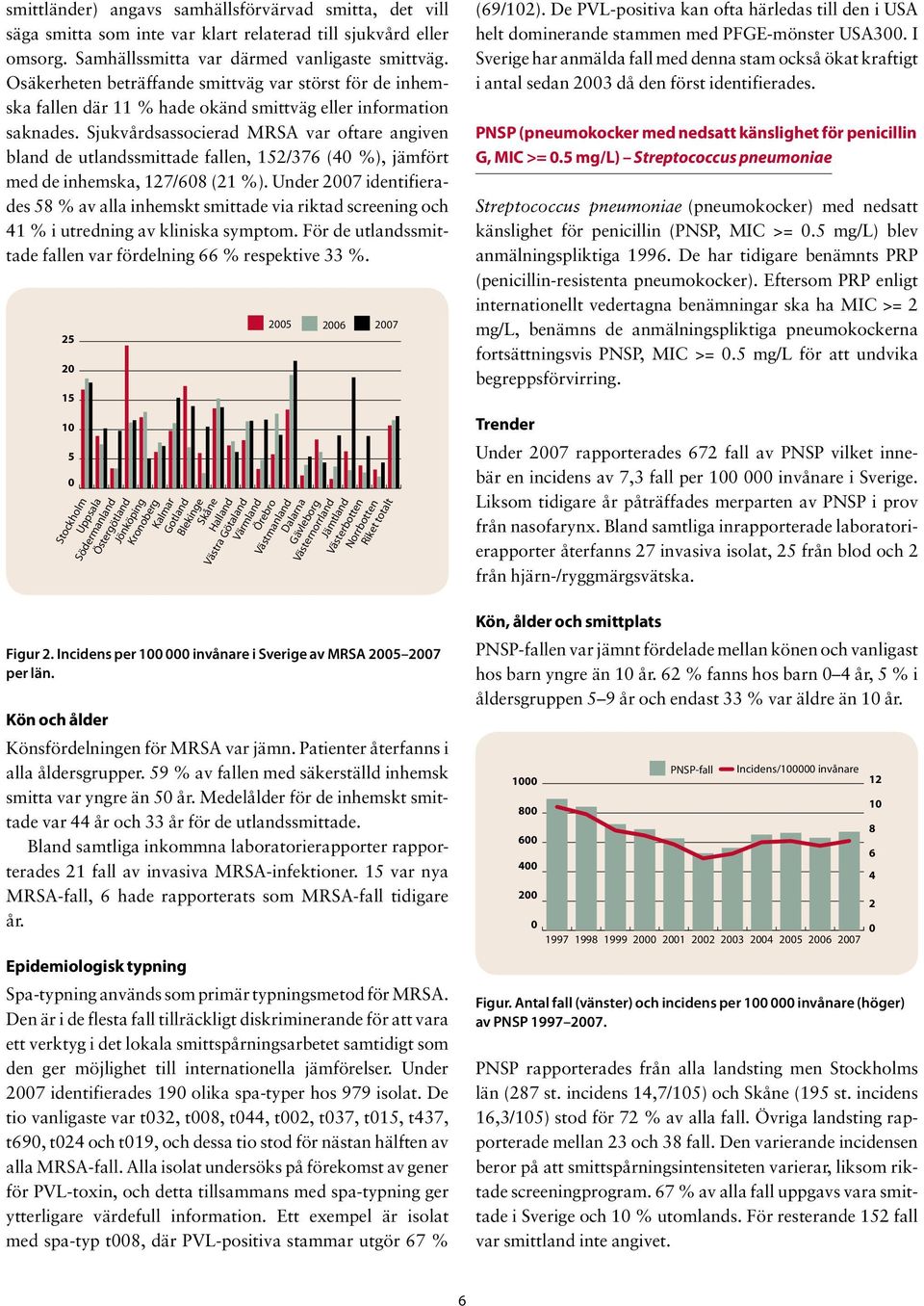 Sjukvårdsassocierad MRSA var oftare angiven bland de utlandssmittade fallen, 152/376 (4 %), jämfört med de inhemska, 127/68 (21 %).