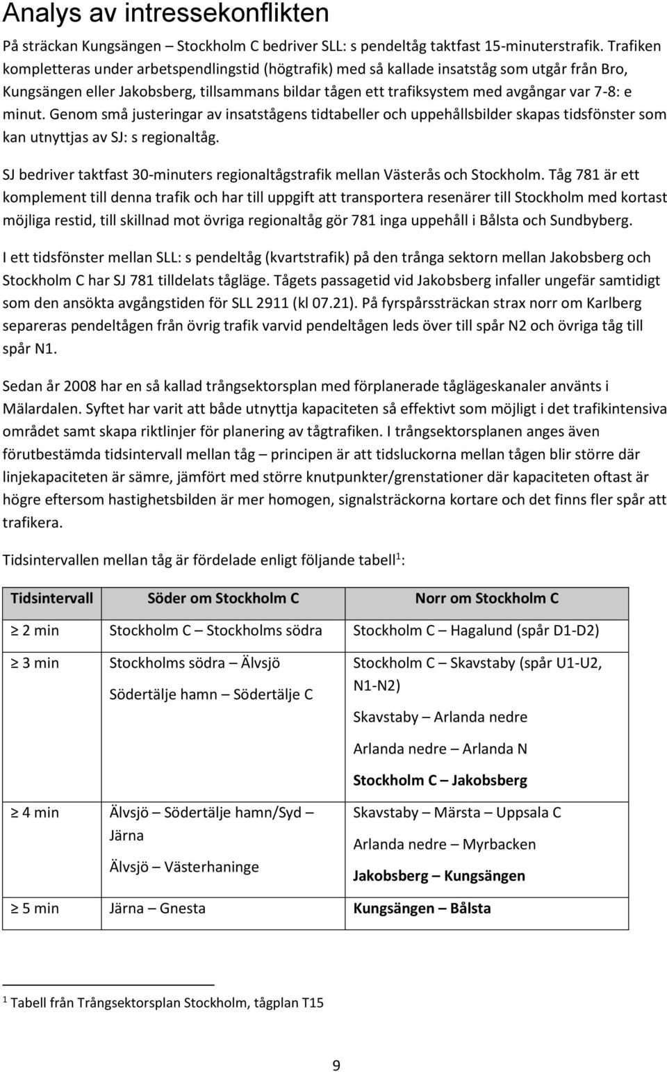 minut. Genom små justeringar av insatstågens tidtabeller och uppehållsbilder skapas tidsfönster som kan utnyttjas av SJ: s regionaltåg.