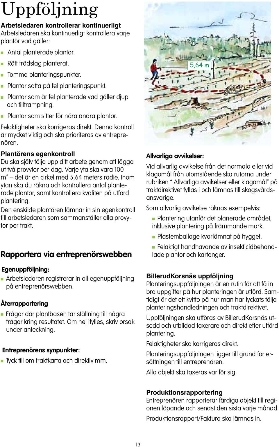 Dea kotroll är mycket viktig och ska prioriteras av etrepreöre. Platöres egekotroll Du ska själv följa upp ditt arbete geom att lägga ut två provytor per dag.