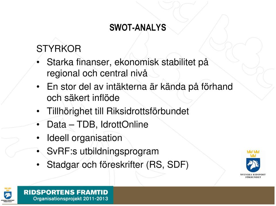 inflöde Tillhörighet till Riksidrottsförbundet Data TDB, IdrottOnline