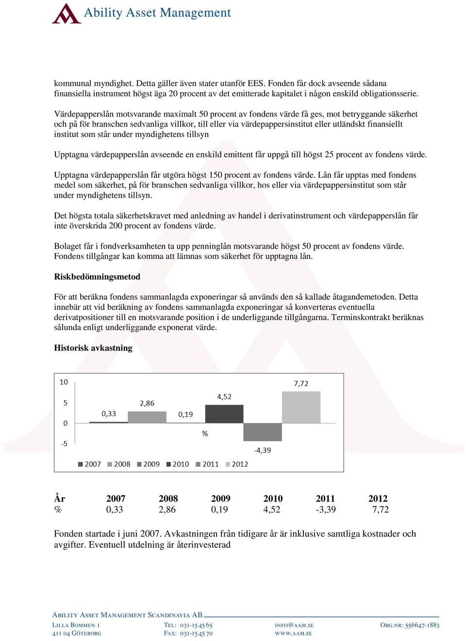 finansiellt institut som står under myndighetens tillsyn Upptagna värdepapperslån avseende en enskild emittent får uppgå till högst 25 procent av fondens värde.
