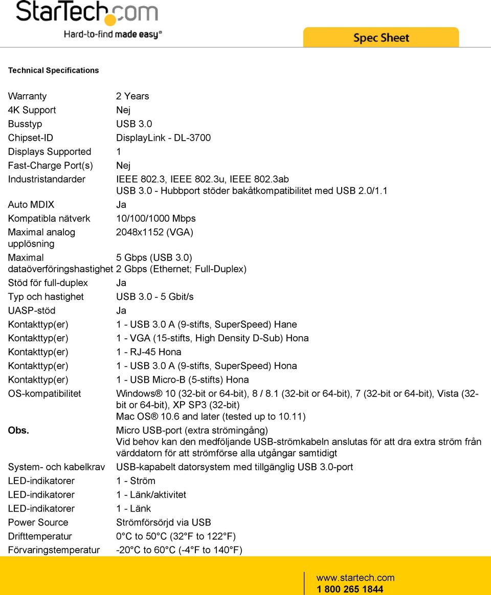 0) dataöverföringshastighet 2 Gbps (Ethernet; Full-Duplex) Stöd för full-duplex Ja Typ och hastighet USB 3.0-5 Gbit/s UASP-stöd Ja Kontakttyp(er) 1 - USB 3.