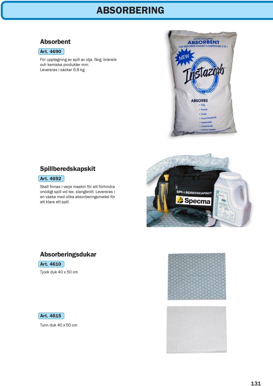 Levereras i säckar 6,8 kg Spillberedskapskit Art.