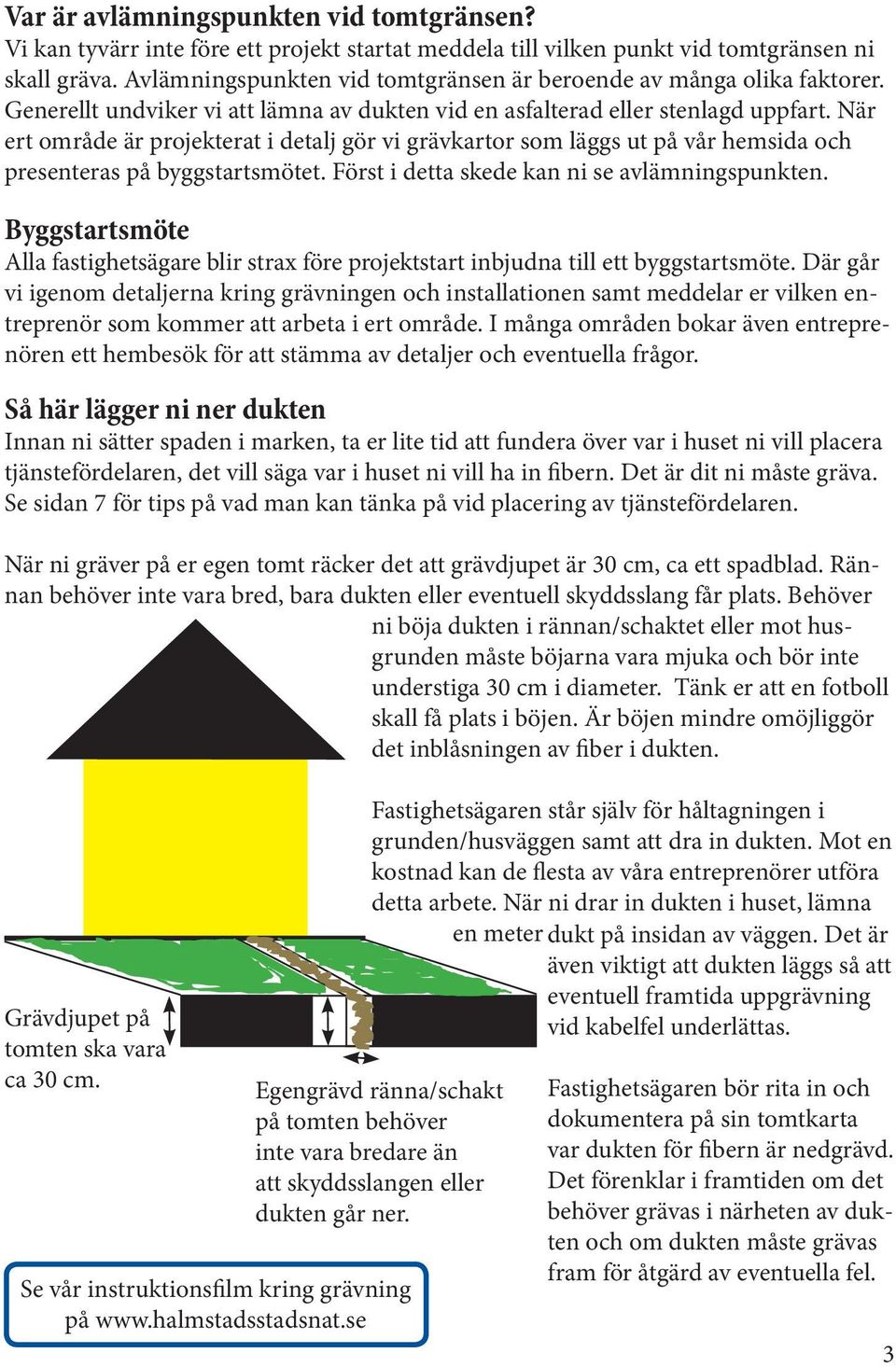 När ert område är projekterat i detalj gör vi grävkartor som läggs ut på vår hemsida och presenteras på byggstartsmötet. Först i detta skede kan ni se avlämningspunkten.