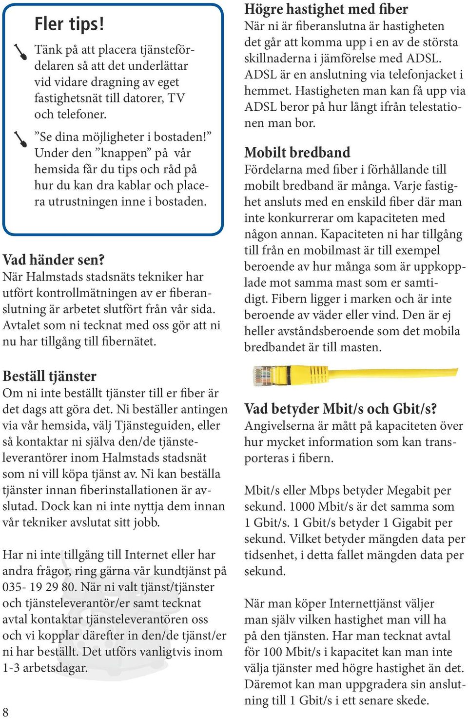 Ni beställer antingen via vår hemsida, välj Tjänsteguiden, eller så kontaktar ni själva den/de tjänsteleverantörer inom Halmstads stadsnät som ni vill köpa tjänst av.
