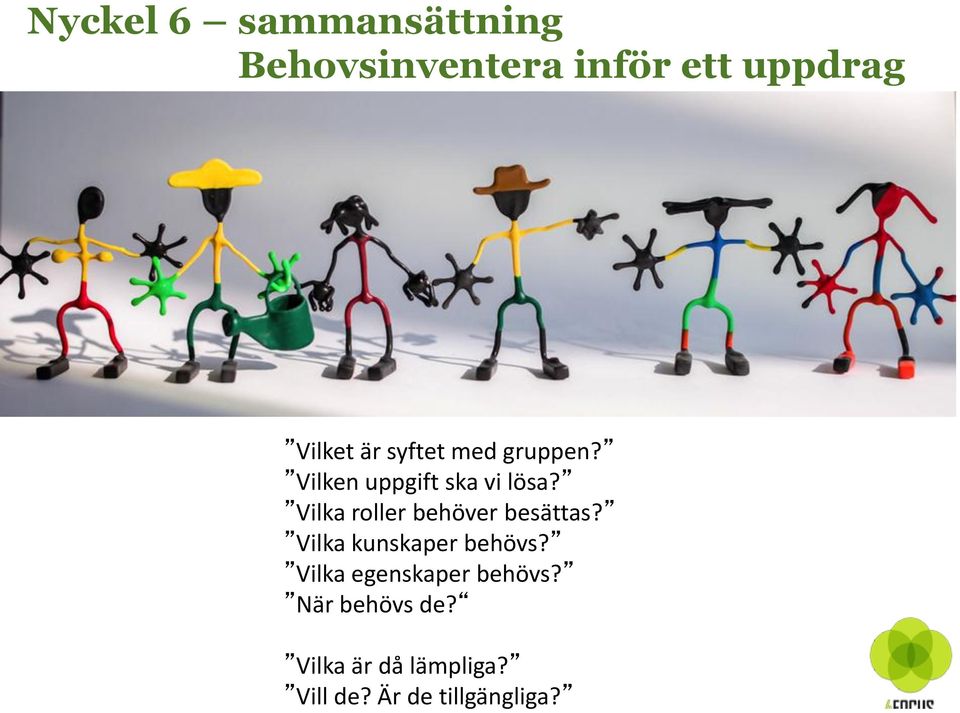 Vilken uppgift ska vi lösa? Vilka roller behöver besättas?