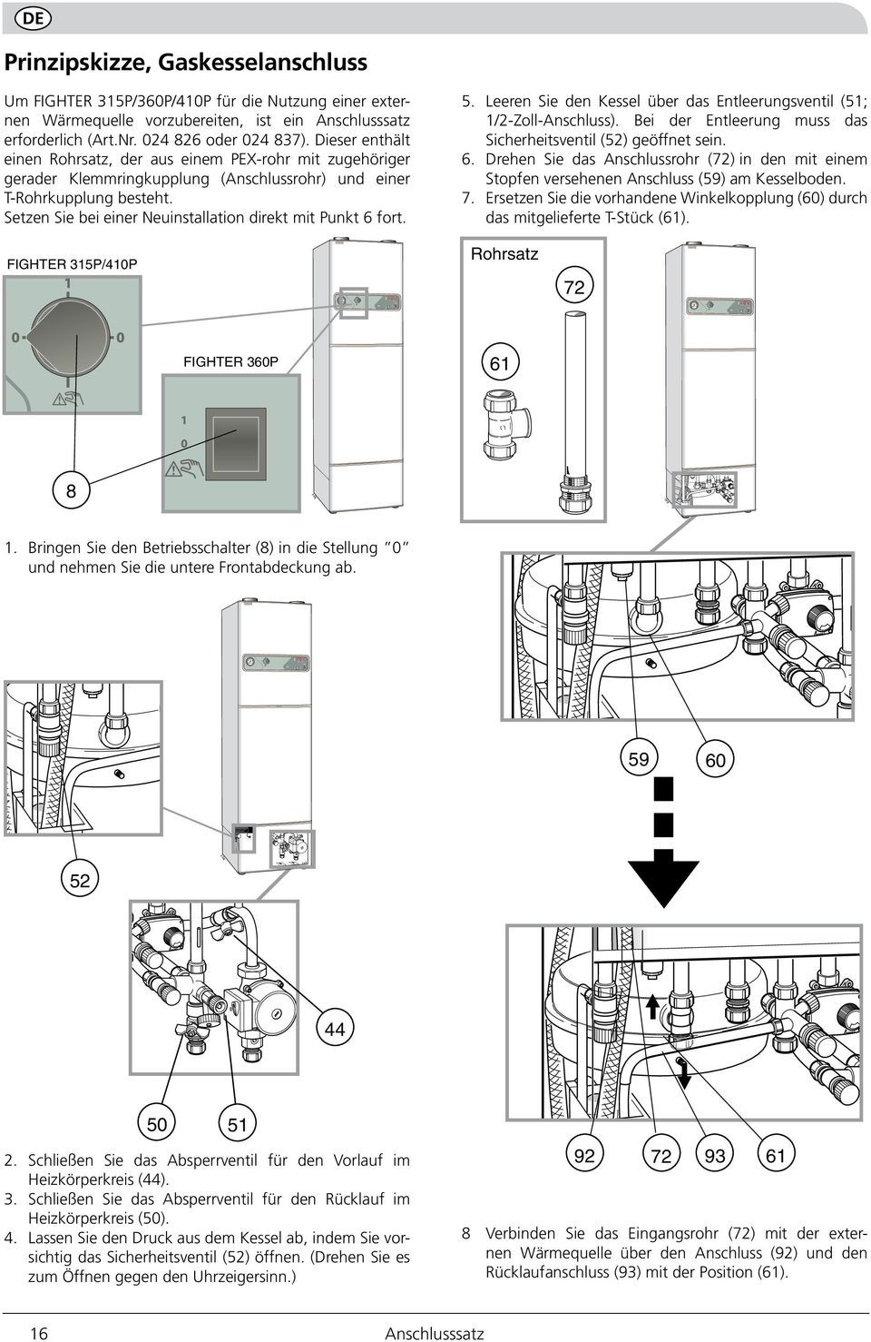 Vor dem Einfüllen, Bedienungsanleitungen kontrollieren egelmäßige Wartung von: Luftfilter Ventilator Luftventilen Sicherheitsventilen Nullstellen der Sicherung 0 Sicherheitsventile im Leitungssystem: