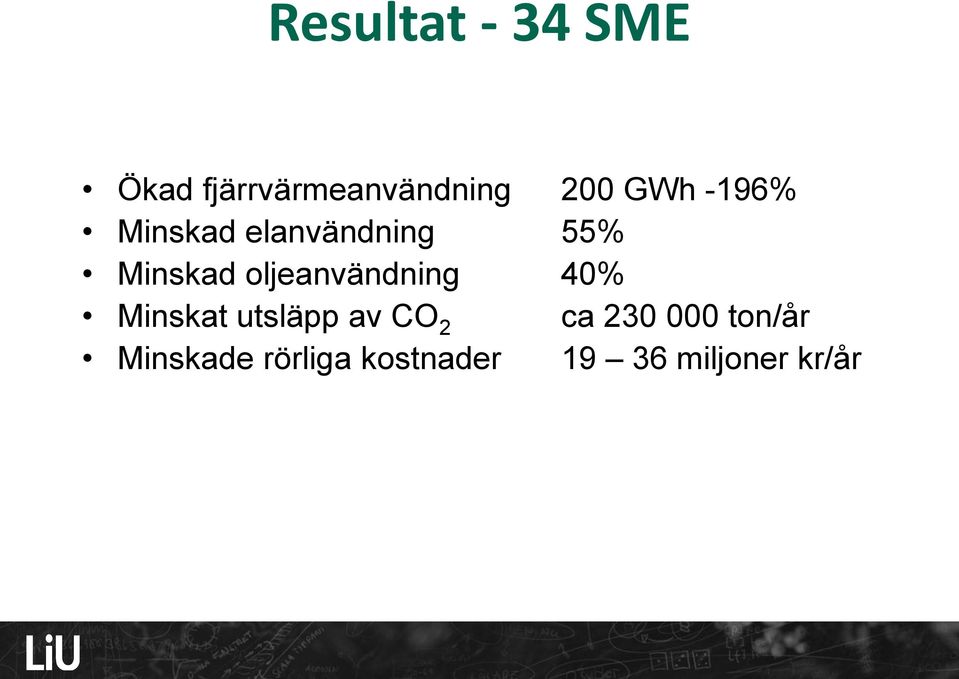 oljeanvändning 40% Minskat utsläpp av CO 2 ca 230