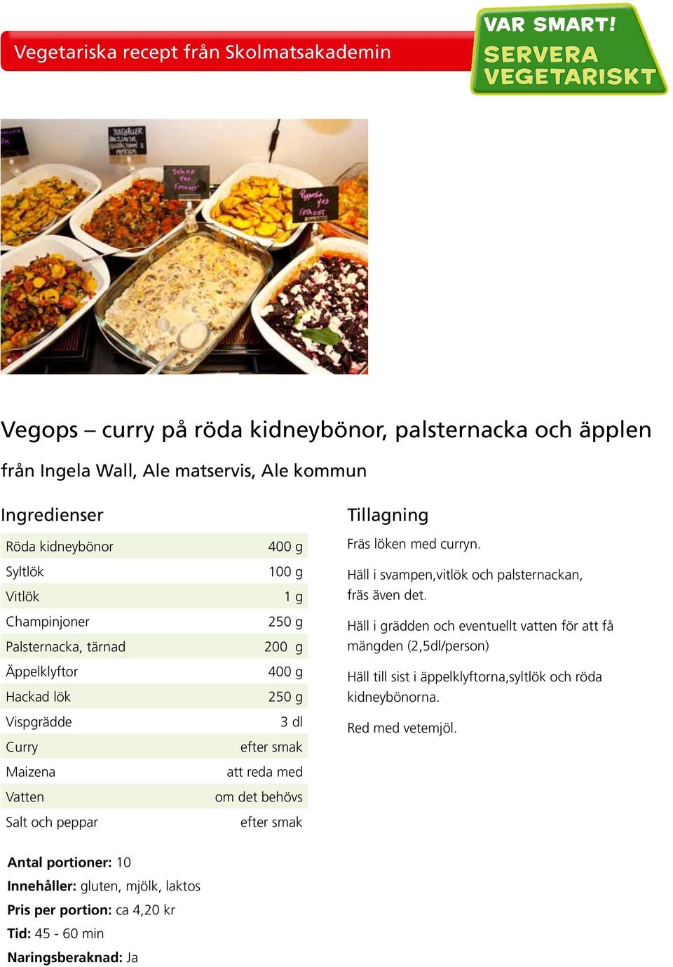 löken med curryn. Häll i svampen,vitlök och palsternackan, fräs även det.